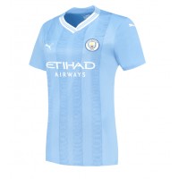 Camiseta Manchester City Erling Haaland #9 Primera Equipación Replica 2023-24 para mujer mangas cortas